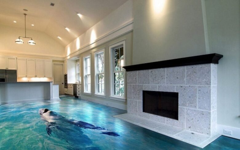 living room dolphin epoxy flooring
